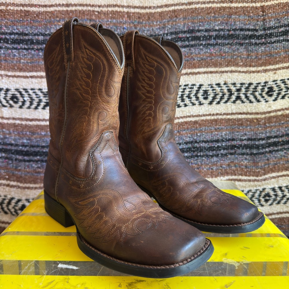 Ariat Boys Honor Western Boots Brown Leather Square Toe 10017313 Size 5 Kids 7W